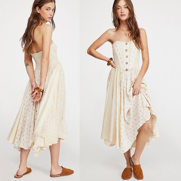 NEW Free People Amanda Strapless Midi Dress $228 - Picture 2 of 13